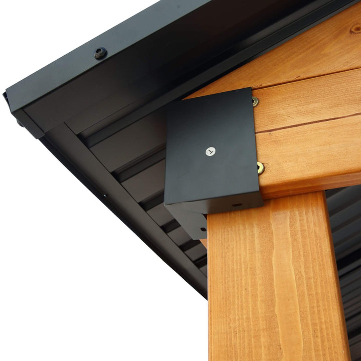 9' x 11' Alora Premium Hard Top Wooden Carport Gazebo - All-Weather Protection & Elegant Outdoor Living