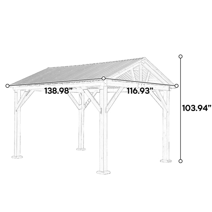 9' x 11' Alora Premium Hard Top Wooden Carport Gazebo - All-Weather Protection & Elegant Outdoor Living