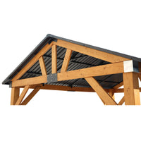 9' x 11' Alora Premium Hard Top Wooden Carport Gazebo - All-Weather Protection & Elegant Outdoor Living