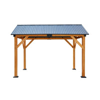 9' x 11' Alora Premium Hard Top Wooden Carport Gazebo - All-Weather Protection & Elegant Outdoor Living