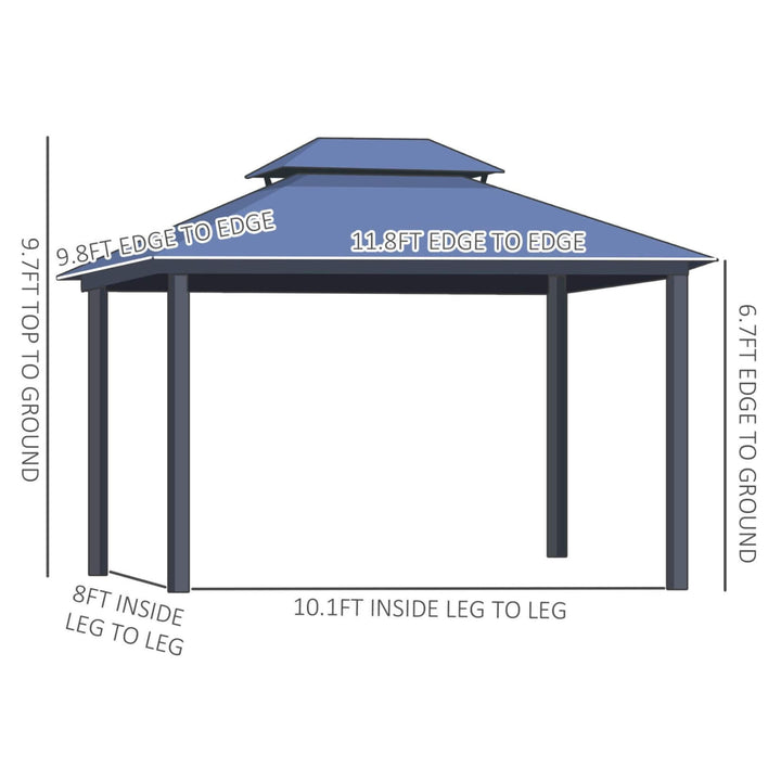 10' x 12' Alora Hardtop Gazebo Canopy with Polycarbonate Double Roof, Netting, and Curtains - Your Outdoor Oasis