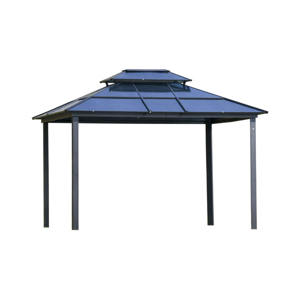 10' x 12' Alora Hardtop Gazebo Canopy with Polycarbonate Double Roof, Netting, and Curtains - Your Outdoor Oasis