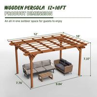 10' x 12' Alora Premium Extra Large Outdoor Weather-Resistant Wooden Grape Pergola