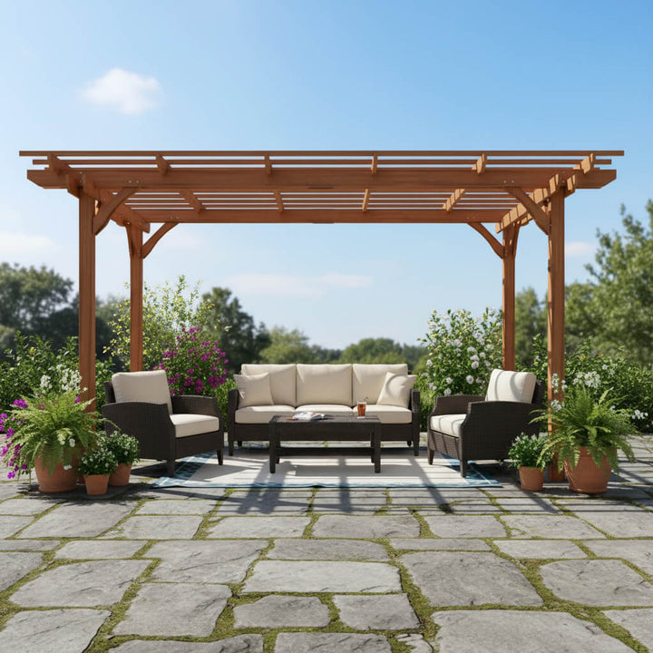 10' x 12' Alora Premium Extra Large Outdoor Weather-Resistant Wooden Grape Pergola