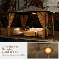 Premium 10' x 12' Outdoor Hardtop Gazebo: Durable Galvanized Steel Top & Aluminum Frame for All-Weather Shelter & Elegant Patio Enhancement