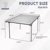 10' x 16' Alora Premium Outdoor Driveway Pergola - Heavy-Duty Aluminum Frame, UV-Protective Polycarbonate Roof