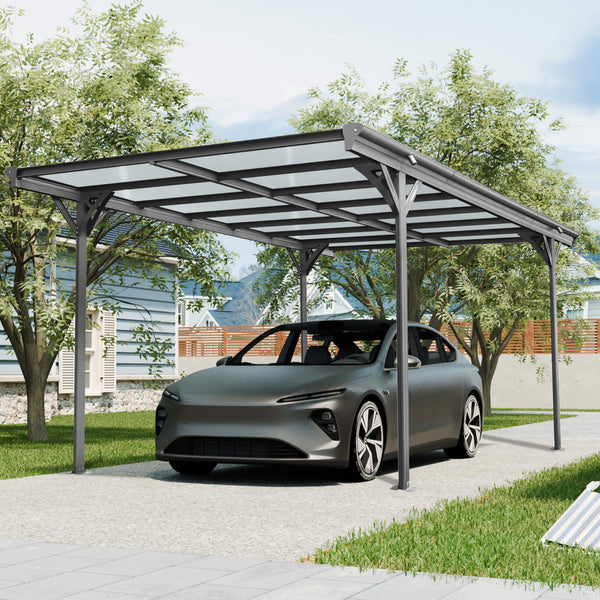 10' x 16' Alora Premium Outdoor Driveway Pergola - Heavy-Duty Aluminum Frame, UV-Protective Polycarbonate Roof