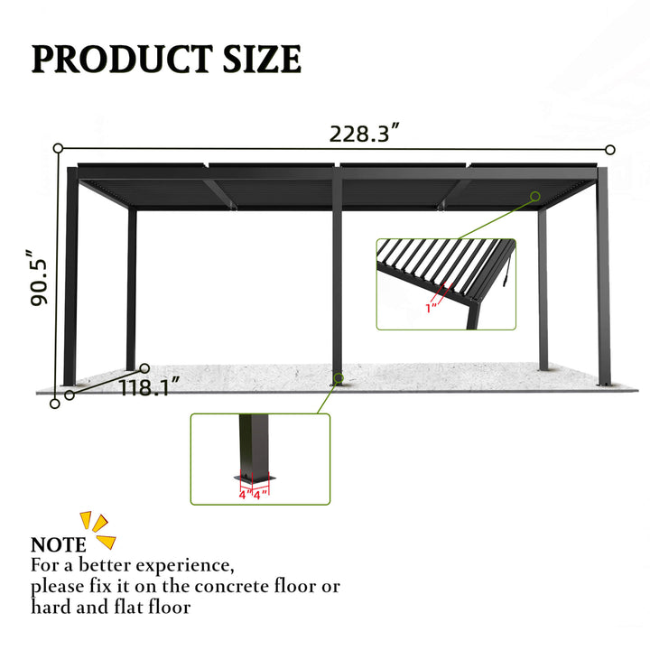 10' x 19' Alora Modern Pergola: Durable All-Weather Outdoor Living with Aluminum Frame & Adjustable Steel Louvers