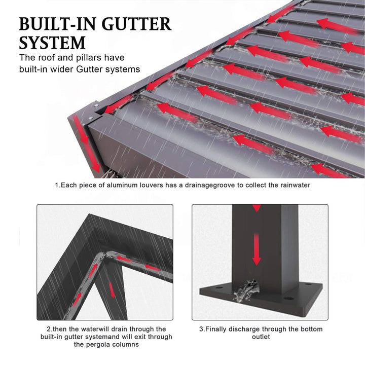 10' x 19' Alora Modern Pergola: Durable All-Weather Outdoor Living with Aluminum Frame & Adjustable Steel Louvers