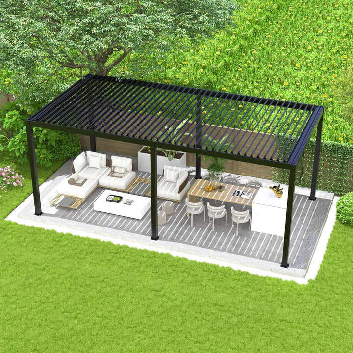 10' x 19' Alora Modern Pergola: Durable All-Weather Outdoor Living with Aluminum Frame & Adjustable Steel Louvers