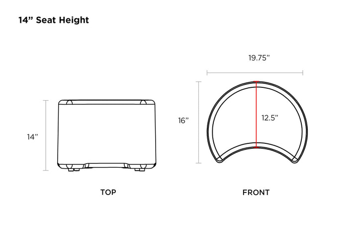 Session Crescent Stool, Side Table, or Ottoman - 17" Height, Versatile & Durable