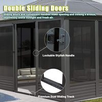11' x 14' Premium All-Season Aluminum Hardtop Gazebo Sunroom with Galvanized Steel Roof, Sliding Doors, and Movable Screen Walls