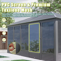 11' x 14' Premium All-Season Aluminum Hardtop Gazebo Sunroom with Galvanized Steel Roof, Sliding Doors, and Movable Screen Walls