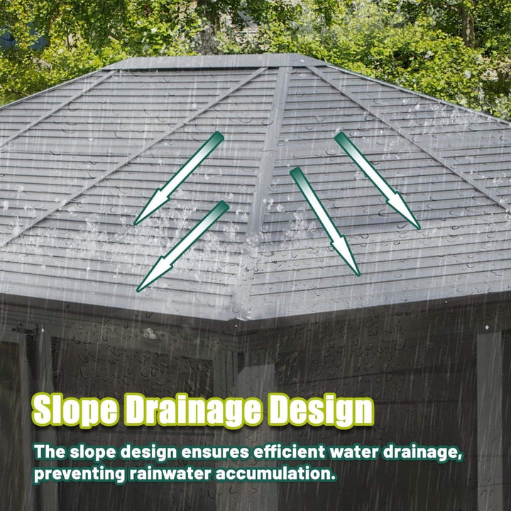 11' x 14' Premium All-Season Aluminum Hardtop Gazebo Sunroom with Galvanized Steel Roof, Sliding Doors, and Movable Screen Walls