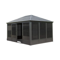 11' x 14' Premium All-Season Aluminum Hardtop Gazebo Sunroom with Galvanized Steel Roof, Sliding Doors, and Movable Screen Walls