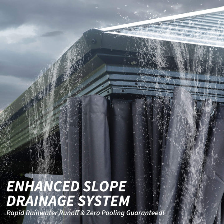 11' x 21' Alora All-Season Solarium Sunroom Gazebo - Elegant Outdoor Living with Galvanized Steel Roof