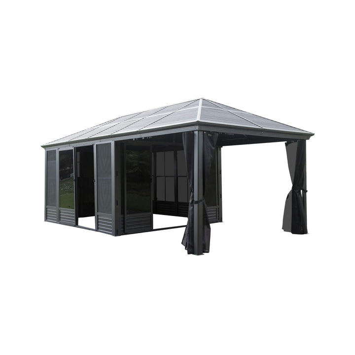 11' x 21' Alora All-Season Solarium Sunroom Gazebo - Elegant Outdoor Living with Galvanized Steel Roof