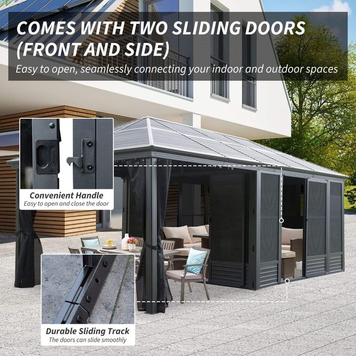11' x 21' Alora All-Season Solarium Sunroom Gazebo - Elegant Outdoor Living with Galvanized Steel Roof