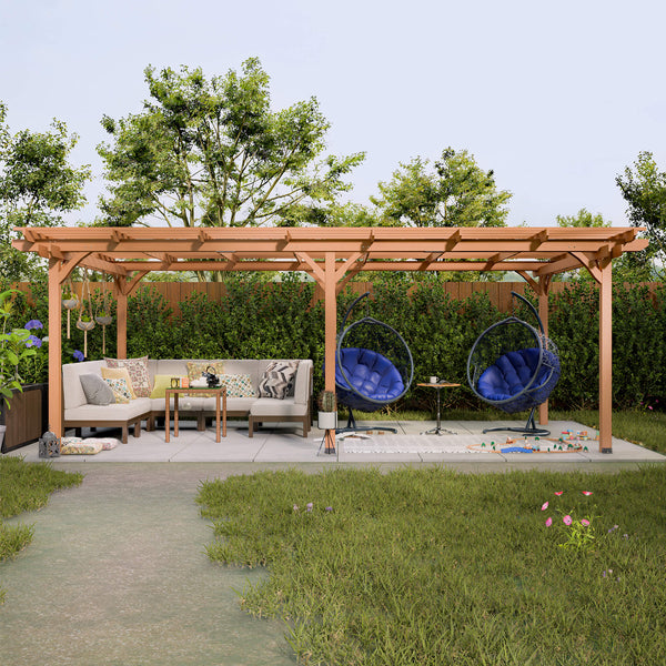 12' x 16' Alora Extra Large Wooden Waterproof Grape Gazebo - Brown | Premium Outdoor Retreat for Gatherings & Vine Cultivation
