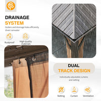 14' x 24' Alora Heavy-Duty Aluminum Galvanized Steel Double Roof Hardtop Gazebo with Mosquito Netting and Curtains