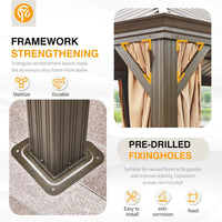 14' x 24' Alora Heavy-Duty Aluminum Galvanized Steel Double Roof Hardtop Gazebo with Mosquito Netting and Curtains