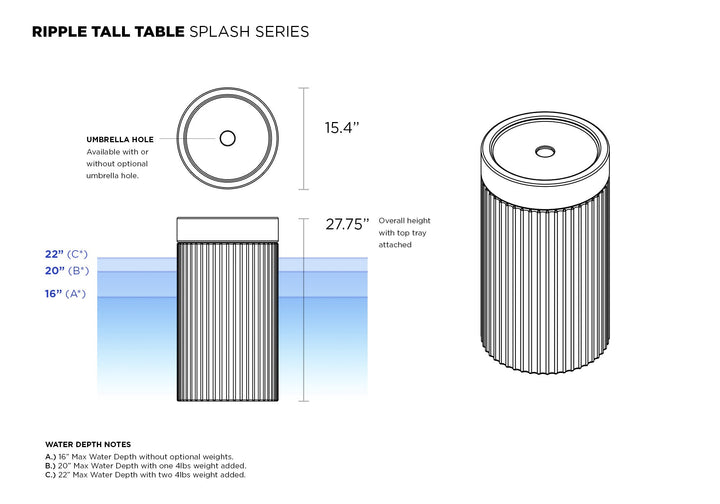 Ripple Tall Table: The Perfect Poolside Companion for Your SPLASH Series Collection