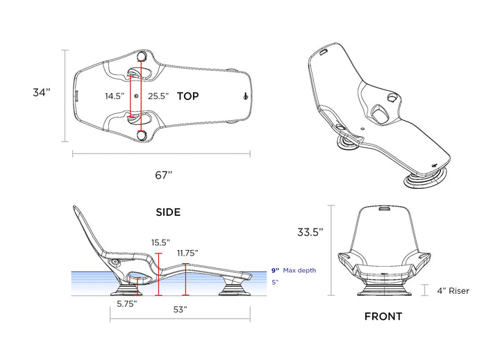 Adjustable Risers for Shayz Lounger - Customize Your Comfort and Water Depth