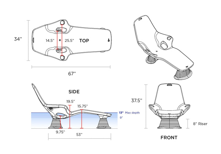 Adjustable Risers for Shayz Lounger - Customize Your Comfort and Water Depth