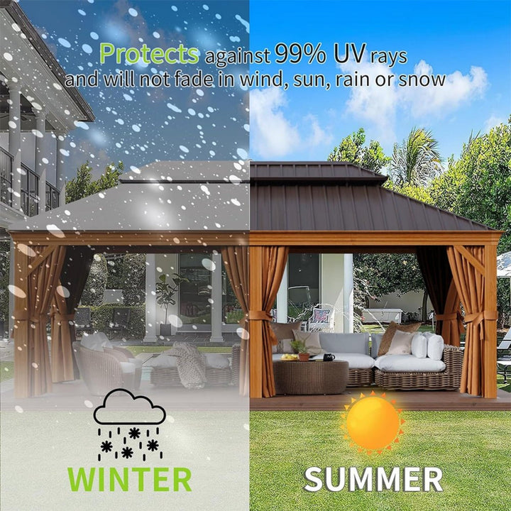 12' x 20' Alora Premium Aluminum Hardtop Gazebo with Mosquito Netting and Privacy Curtains - Durable, Weather-Resistant Outdoor Shelter