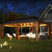 12' x 20' Alora Premium Aluminum Hardtop Gazebo with Mosquito Netting and Privacy Curtains - Durable, Weather-Resistant Outdoor Shelter