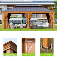 12' x 20' Alora Premium Aluminum Hardtop Gazebo with Mosquito Netting and Privacy Curtains - Durable, Weather-Resistant Outdoor Shelter