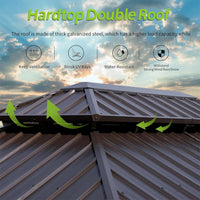 12' x 20' Alora Premium Aluminum Hardtop Gazebo with Mosquito Netting and Privacy Curtains - Durable, Weather-Resistant Outdoor Shelter