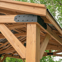 12' x 20' Alora Premium Cedar Wood Carport Pavilion Gazebo with Durable Steel Roof - Weather Resistant & Easy Assembly