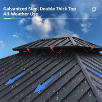 12' x 14' Heavy-Duty Aluminum Patio Gazebo: All-Weather Sun Room with Double Steel Top & LED Lighting