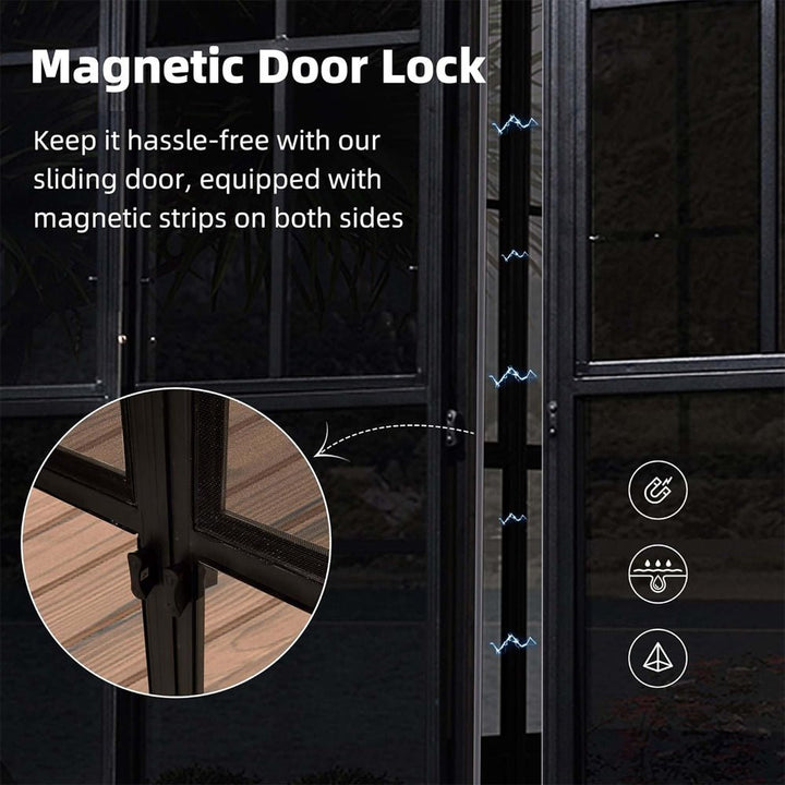 12' x 14' Heavy-Duty Aluminum Patio Gazebo: All-Weather Sun Room with Double Steel Top & LED Lighting