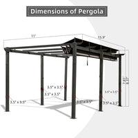 11' x 16' Retractable Aluminum Pergola Gazebo - Durable, Weather-Resistant Outdoor Shade Solution