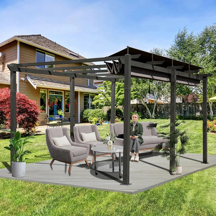 11' x 16' Retractable Aluminum Pergola Gazebo - Durable, Weather-Resistant Outdoor Shade Solution