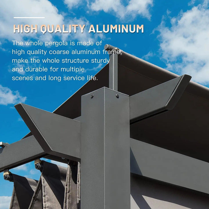 11' x 16' Retractable Aluminum Pergola Gazebo - Durable, Weather-Resistant Outdoor Shade Solution