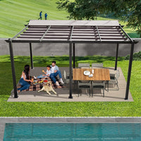 11' x 16' Retractable Aluminum Pergola Gazebo - Durable, Weather-Resistant Outdoor Shade Solution