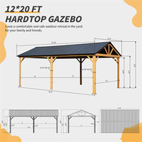 Spacious 12' x 20' Double-Layer Galvanized Steel Hardtop Gazebo Pergola - Premium Outdoor Patio Shelter with Bug Netting & Privacy Curtains