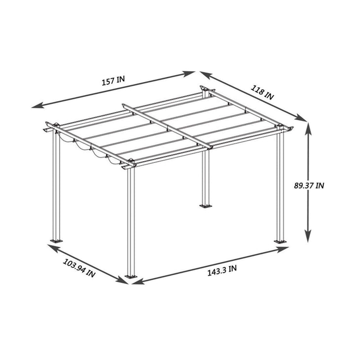 10' x 13' Retractable Canopy Pergola for Patios & Outdoor Living - Premium Aluminum Frame, UV & Water-Resistant Polyester Shade