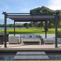 10' x 13' Retractable Canopy Pergola for Patios & Outdoor Living - Premium Aluminum Frame, UV & Water-Resistant Polyester Shade